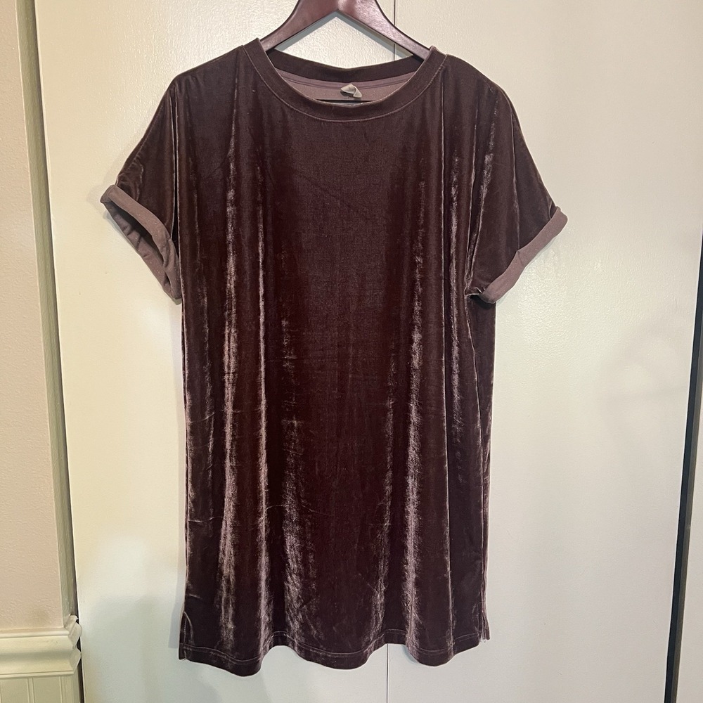 Wishlist Velour Velvet Mauve Cuffed Sleeve Oversized Mini Dress Size S/M